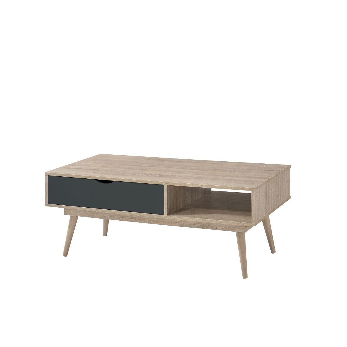Alford Brown Wooden Coffee Table with 1 Drawer grey