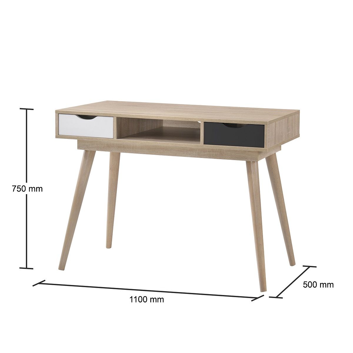 Oak 2 Drawer 1 Shelf Home Office Study Desk measurements