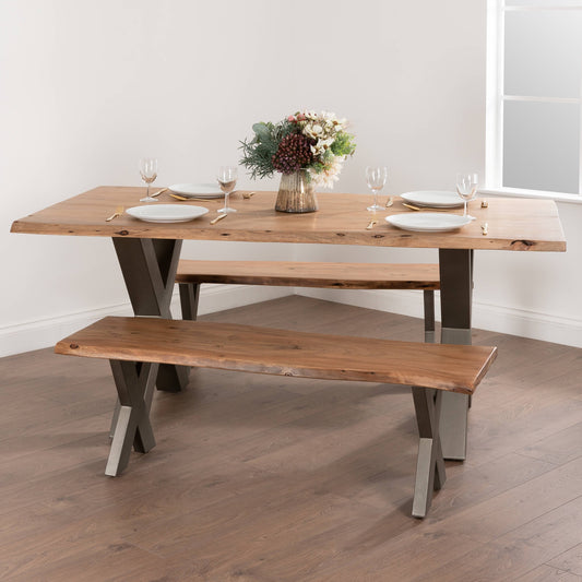 Handcrafted Acacia Wood 4 Seater Dining Table