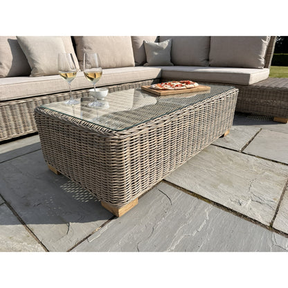Outdoor Beige Large Corner Sofa And Coffee Table Set