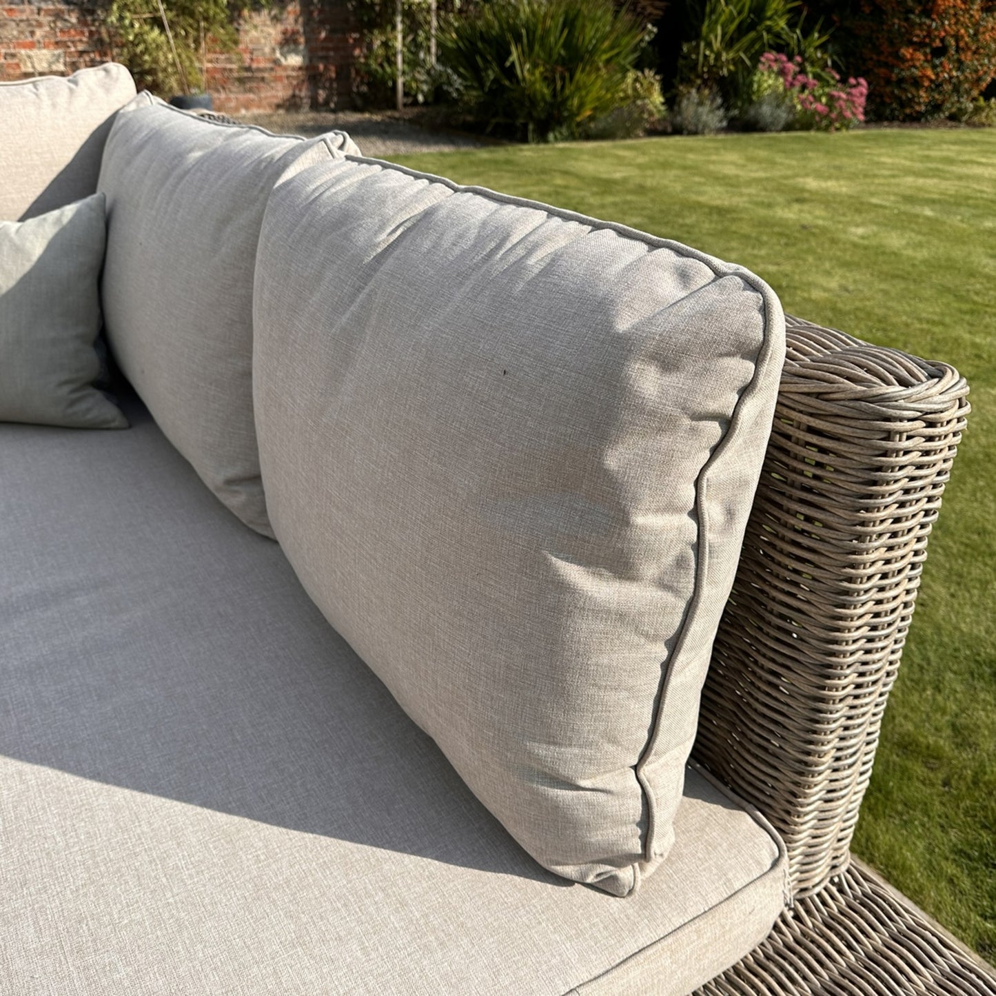 Outdoor Beige Large Corner Sofa And Coffee Table Set