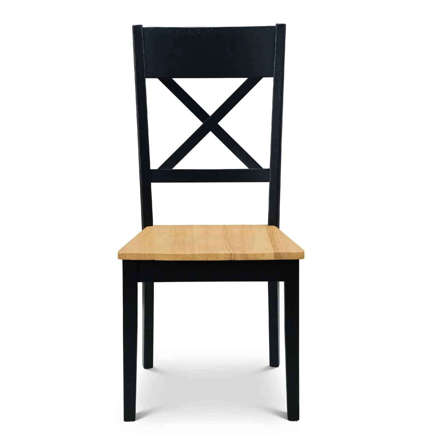 Black and wooden chair on a white background