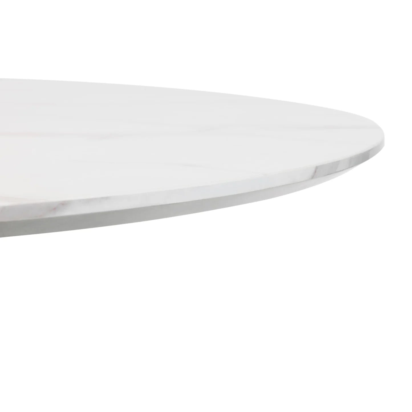 Round white marble table top on a white background