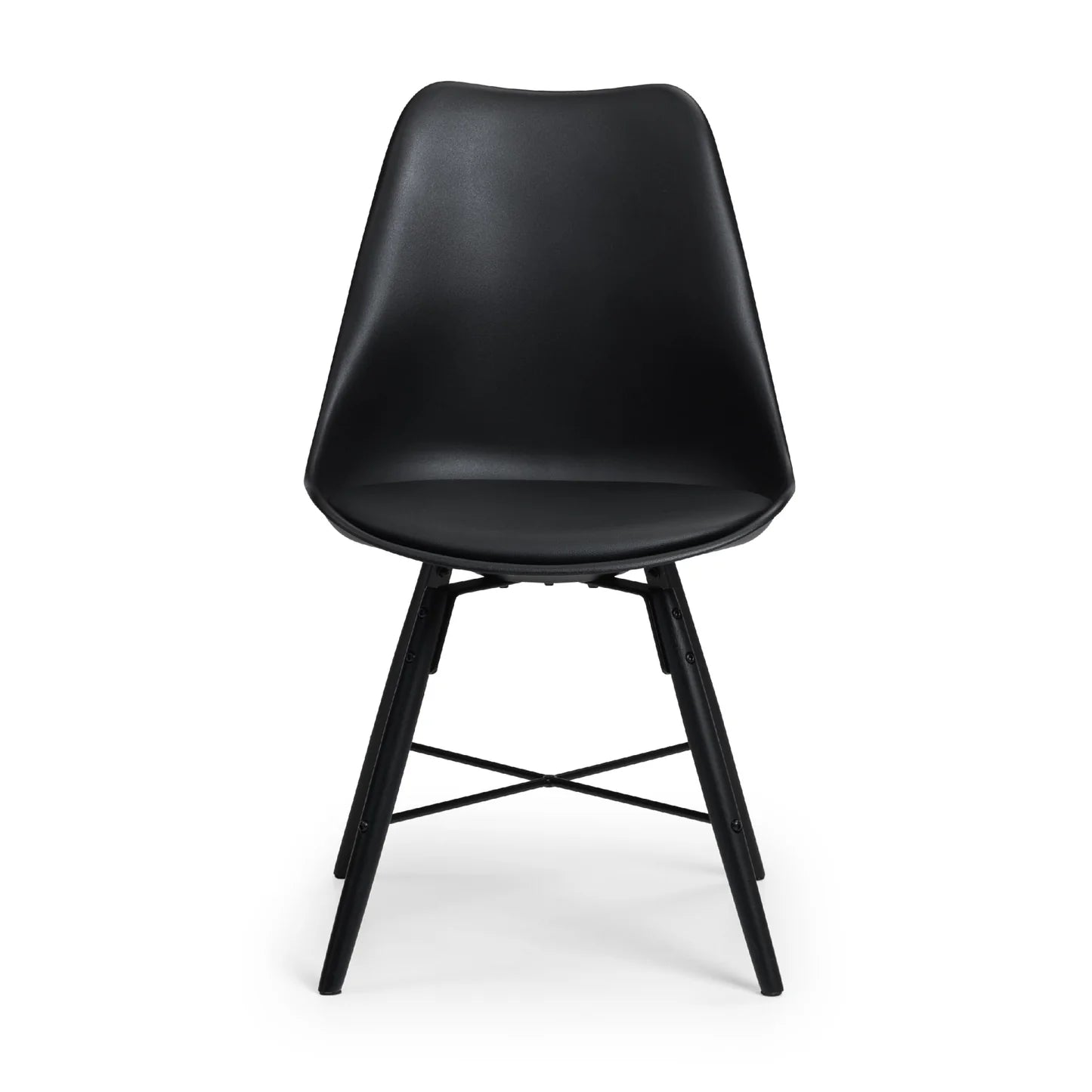 Black chair with wooden legs on a white background