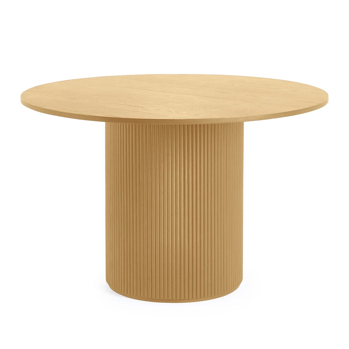 Light Oak Fluted 120cm 4 Seater Round Dining Table
