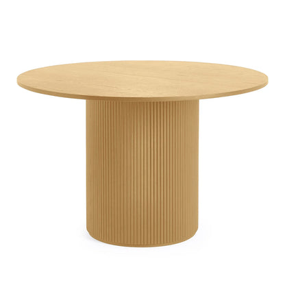 Light Oak Fluted 120cm 4 Seater Round Dining Table