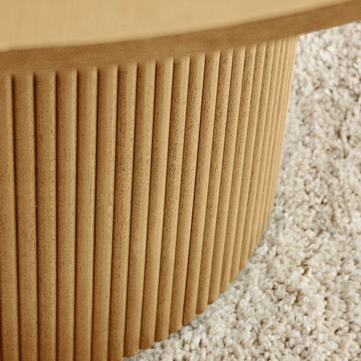 Light Oak Fluted 120cm 4 Seater Round Dining Table