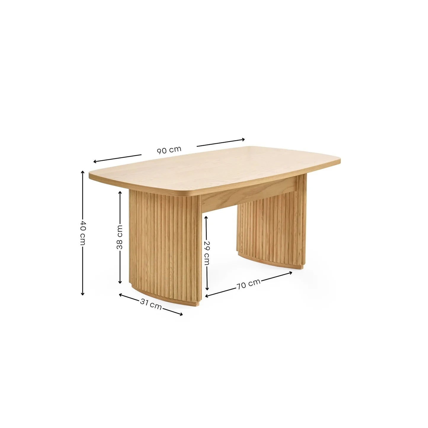 Light Oak Effect Fluted 90cm Compact Coffee