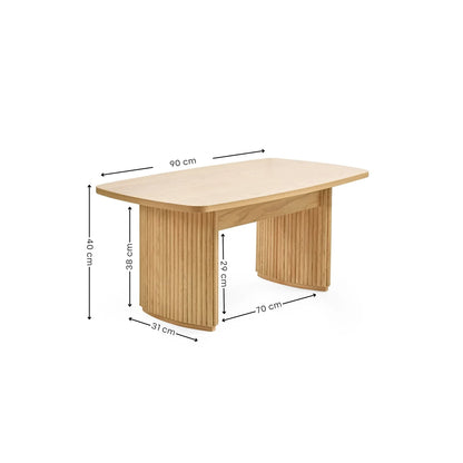 Light Oak Effect Fluted 90cm Compact Coffee