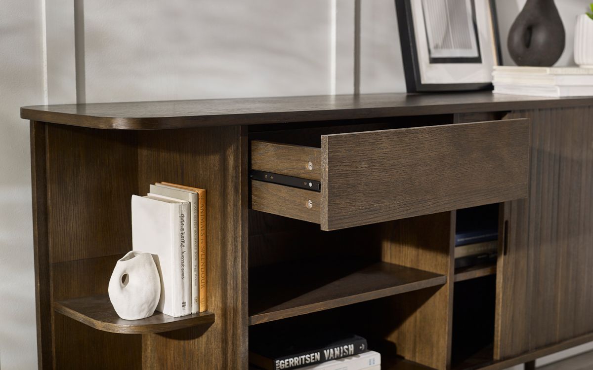 Wood Sideboard With Sliding Doors