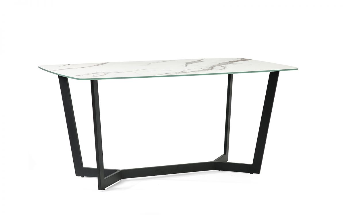 Olympus Black/White Marble Effect 6 Seater Dining Table