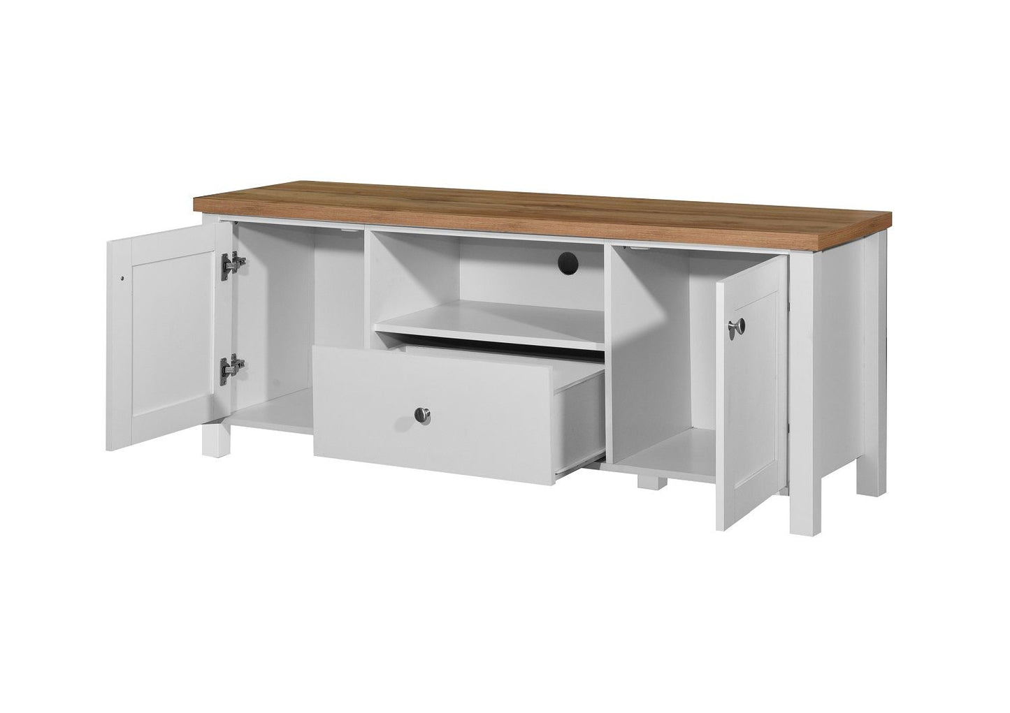 Oak TV Stand Unit Cabinet with 2 Door and 1 Drawers 60 inches