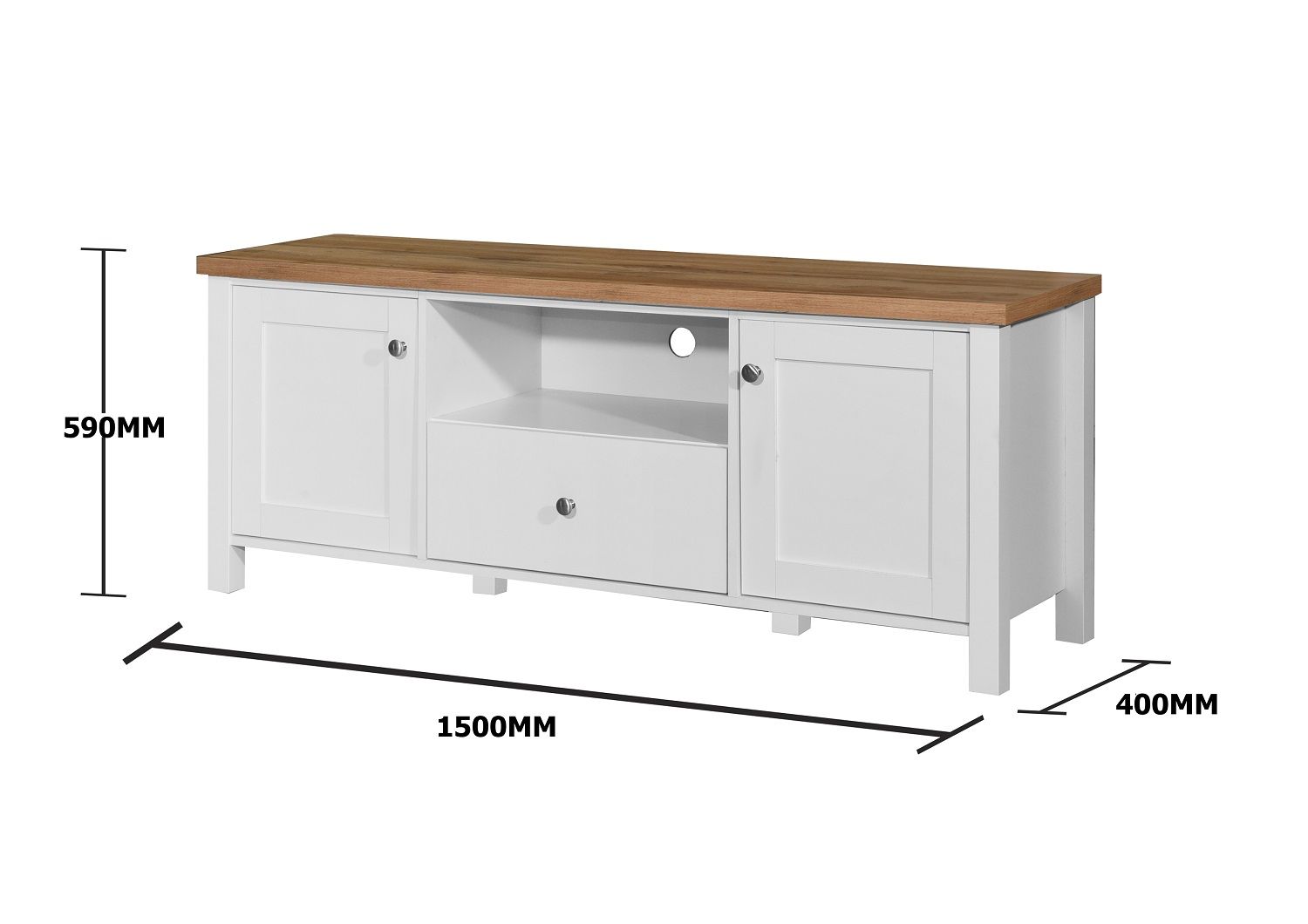 Oak TV Stand Unit Cabinet with 2 Door and 1 Drawers 60 inches