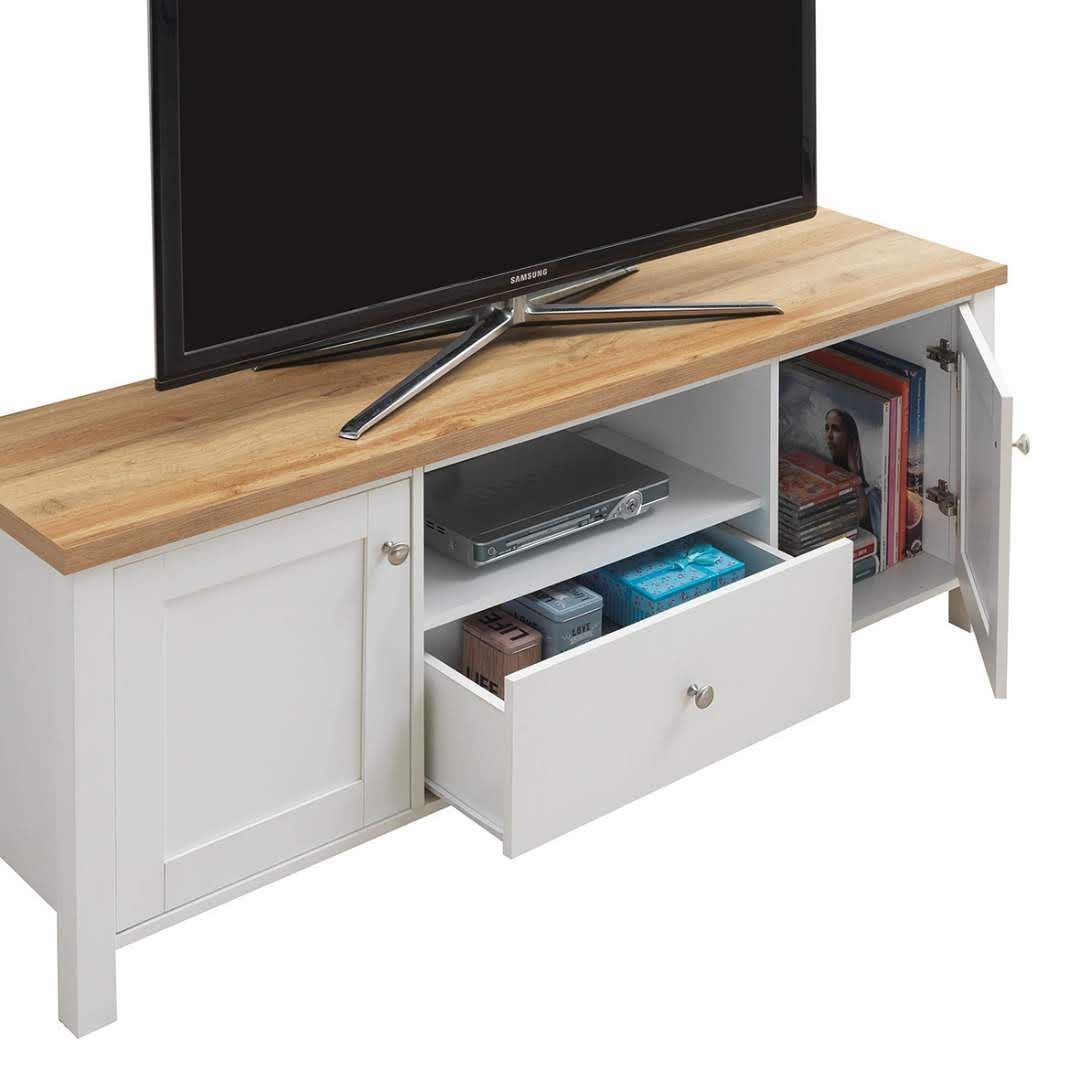 Oak TV Stand Unit Cabinet with 2 Door and 1 Drawers 60 inches