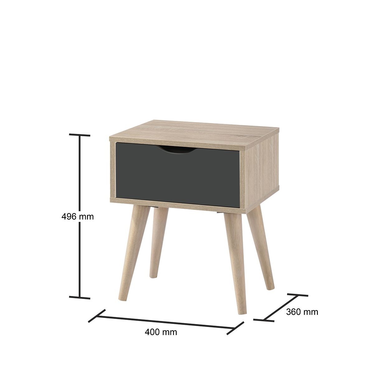 Alford 1 Drawer Oak Side Table measurements