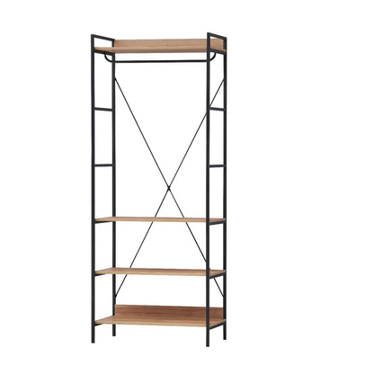 Open Oak Wide Wardrobe 4 Shelves